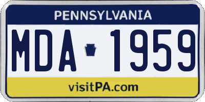 PA license plate MDA1959