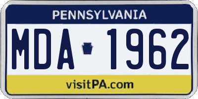 PA license plate MDA1962