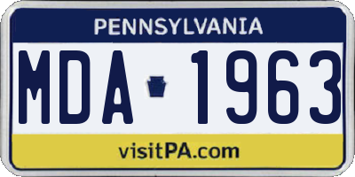 PA license plate MDA1963
