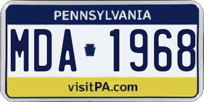 PA license plate MDA1968