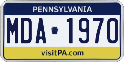 PA license plate MDA1970
