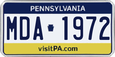 PA license plate MDA1972