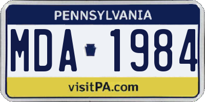 PA license plate MDA1984