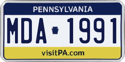 PA license plate MDA1991