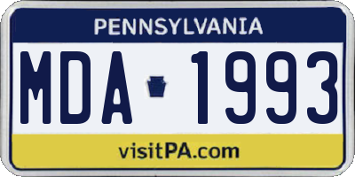 PA license plate MDA1993