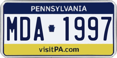 PA license plate MDA1997