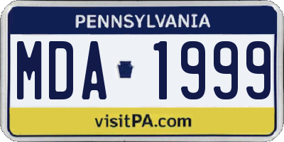 PA license plate MDA1999