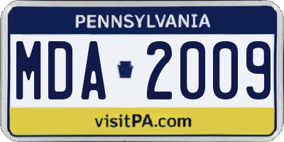 PA license plate MDA2009