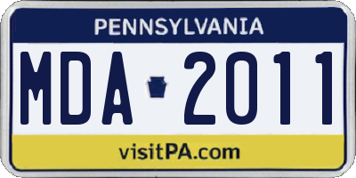 PA license plate MDA2011