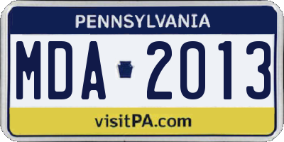 PA license plate MDA2013