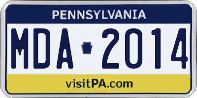 PA license plate MDA2014