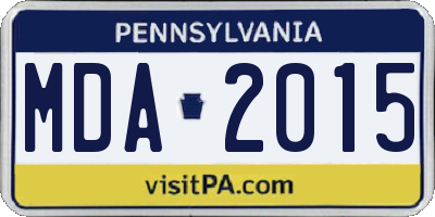 PA license plate MDA2015