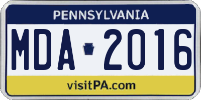 PA license plate MDA2016