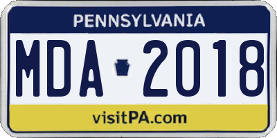 PA license plate MDA2018