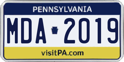 PA license plate MDA2019