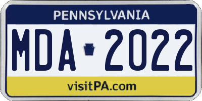 PA license plate MDA2022