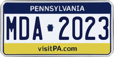 PA license plate MDA2023