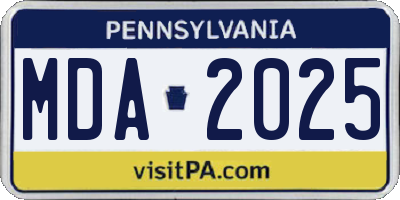 PA license plate MDA2025