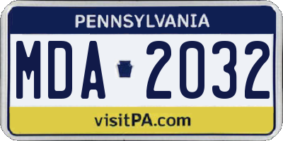 PA license plate MDA2032
