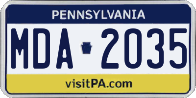 PA license plate MDA2035