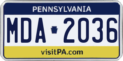 PA license plate MDA2036