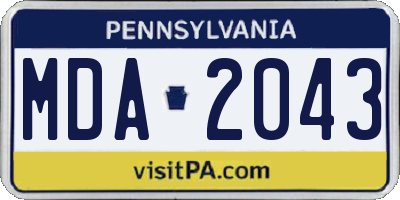 PA license plate MDA2043