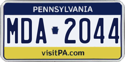 PA license plate MDA2044