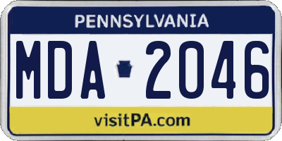 PA license plate MDA2046