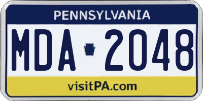 PA license plate MDA2048
