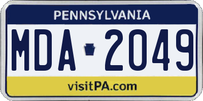 PA license plate MDA2049