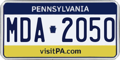 PA license plate MDA2050