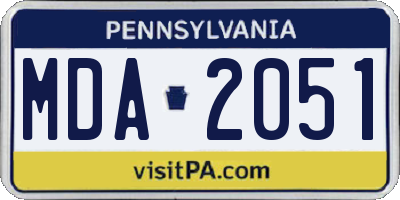 PA license plate MDA2051