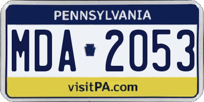 PA license plate MDA2053