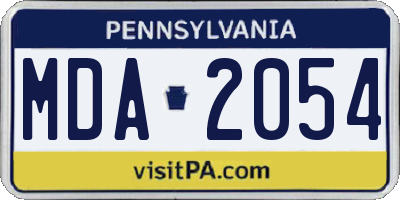 PA license plate MDA2054