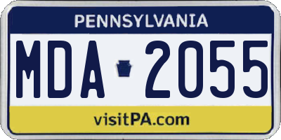 PA license plate MDA2055