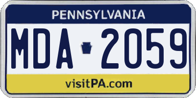 PA license plate MDA2059