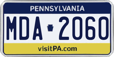 PA license plate MDA2060