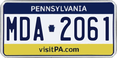 PA license plate MDA2061