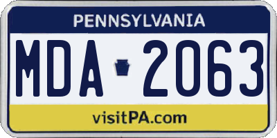 PA license plate MDA2063
