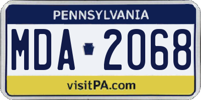 PA license plate MDA2068
