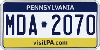 PA license plate MDA2070