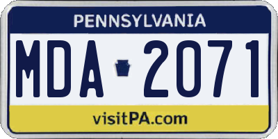 PA license plate MDA2071