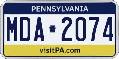 PA license plate MDA2074