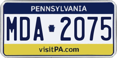 PA license plate MDA2075