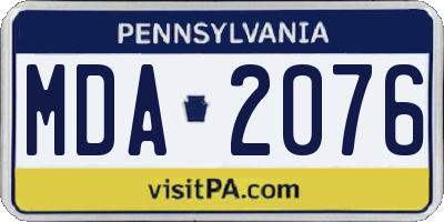 PA license plate MDA2076