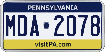 PA license plate MDA2078
