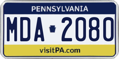 PA license plate MDA2080