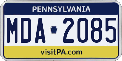 PA license plate MDA2085
