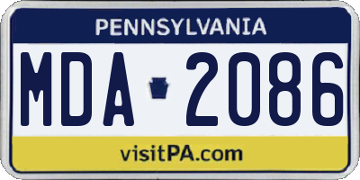 PA license plate MDA2086