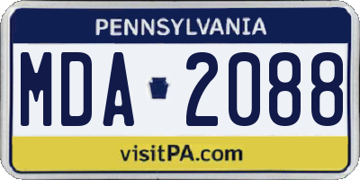 PA license plate MDA2088